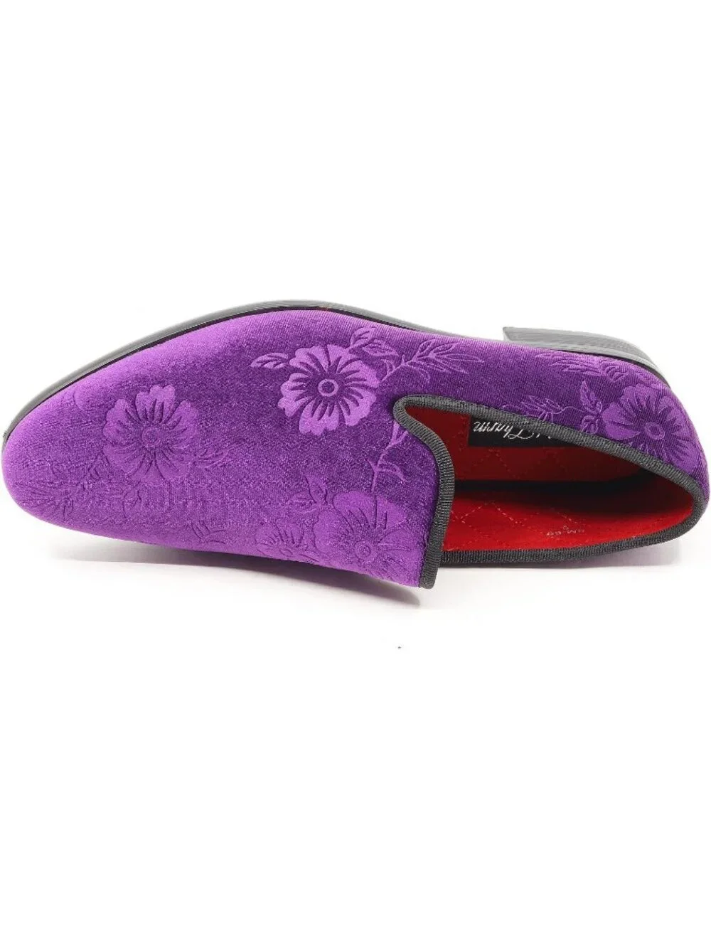 Metrocharm Men's Purple Floral Loafers Penny Slip On Tuxedo Fashion Shoes